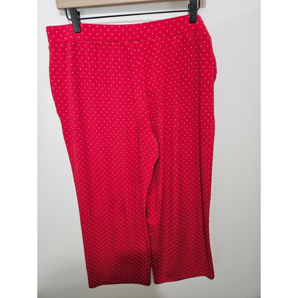 Susan Graver Red Polka Dot Liquid Knit Crop Pants Womens MP Petite Pockets - Picture 8 of 8